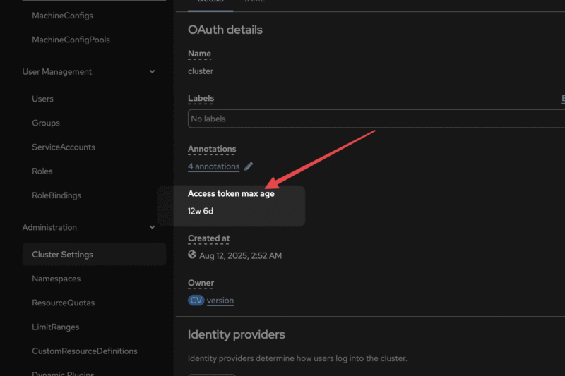OpenShift – Extending Token Max Age