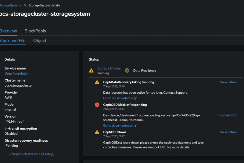 ODF: Replacing a Failed Drive & Recovery